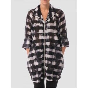 Joseph RIBKOFF mesh Black & White checkered Zip-Front jacket elements 14 EUC